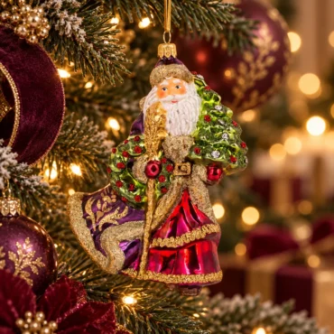 Papai Noel com guirlanda 18,5cm