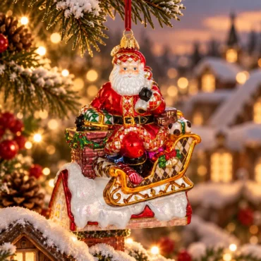 Papai Noel no telhado 17,5cm