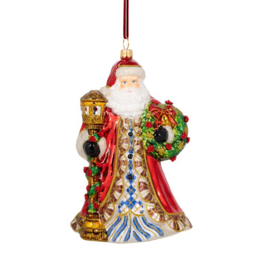 Papai Noel com guirlanda e lanterna