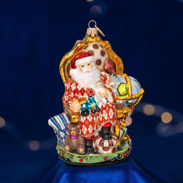Papai Noel sentado com brinquedos 16,5cm