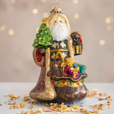 Papai Noel com saco Ouro 24k 19,5cm