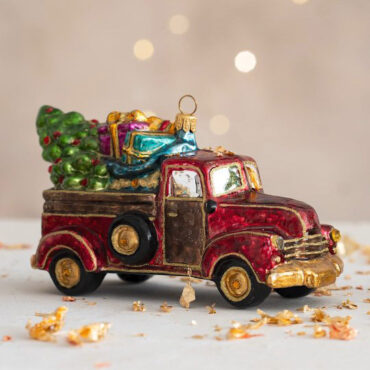 Caminhão de Natal Ouro 24k 17cm