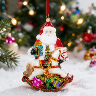 Papai Noel e cavalo 17,2cm