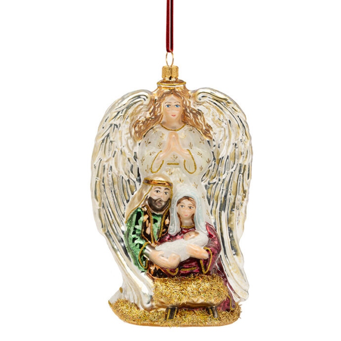 Anjo com a Sagrada Familia 17cm