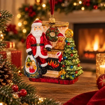 Papai Noel na lareira 15cm