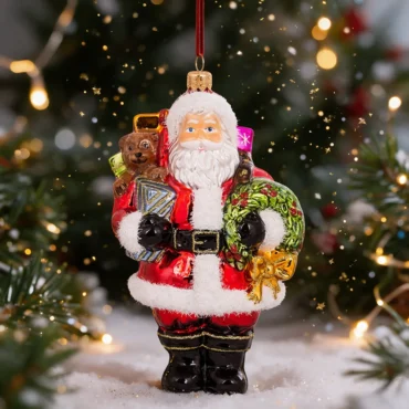 Papai Noel com azevinhos 18cm