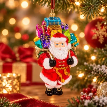 Papai Noel com saco de presentes 20cm