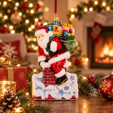 Papai Noel na chaminé 18cm