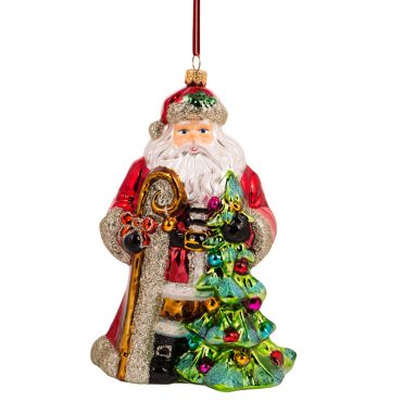 Papai Noel com árvore e bengala 19cm