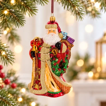 Papai Noel com coroa e cajado 18cm