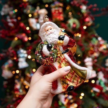Papai Noel com guirlanda 18,5cm