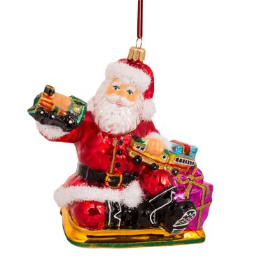 Papai Noel com trem de brinquedo 13cm