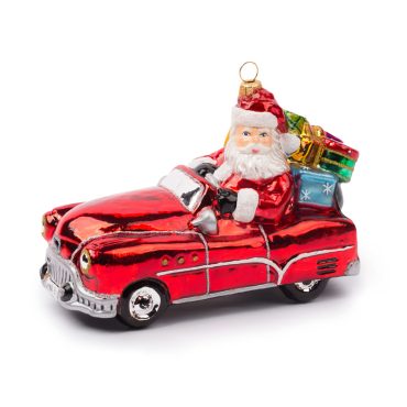 Papai Noel em carro antigo 15cm