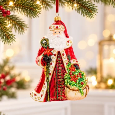 Papai Noel com saco de guirlandas 19cm
