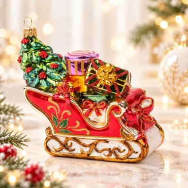 Trenó com presentes e árvore de Natal 12,5cm