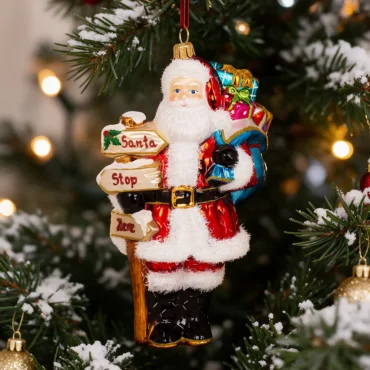 Papai Noel com saco e placas 18cm