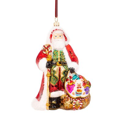 Papai Noel com saco de presentes 17,5cm