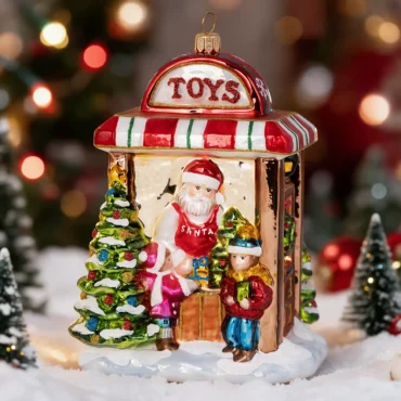 Papai Noel na loja de brinquedos 14,8cm