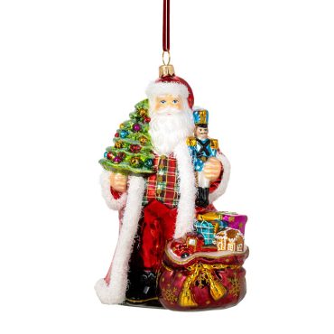 Papai Noel com árvore e quebra nozes 15CM