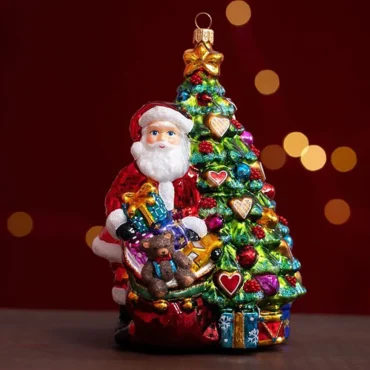 Papai Noel saindo de trás da árvore 17,3cm